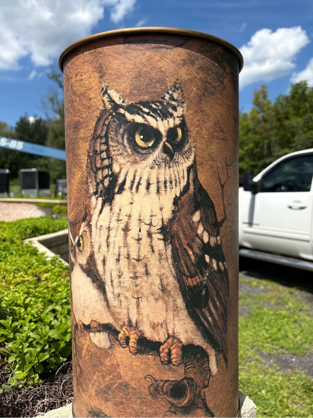 MCM Keller Philadelphia TrashCan/UmbrellaStand “Screech Owls” by Richard Hinger